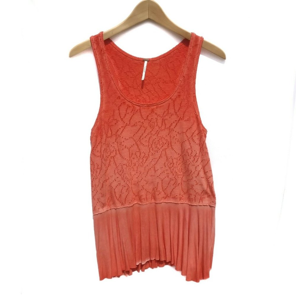 Free People Peach/Coral Orange Ombre Sleeveless S B3